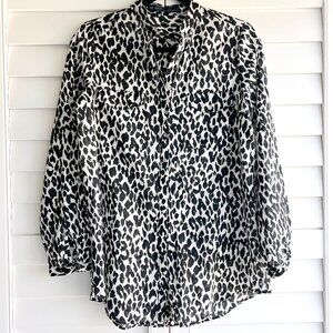 Zara animal print button down long sleeve shirt